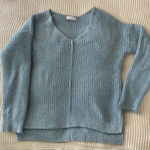 cupcakes & cashmere Textured Blue V-Neck Sweater